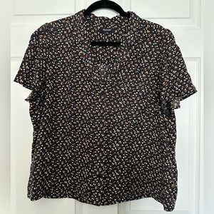 Madewell Silk Puff-Sleeve Camp Shirt in Adorable Ditzy